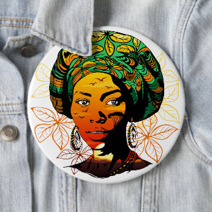African Woman Porträtt med Sunset Knapp