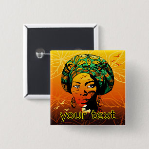 African Woman Porträtt med Sunset Knapp