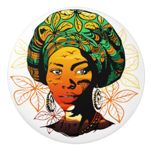 African Woman Porträtt med Sunset Knopp