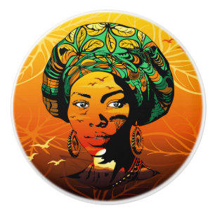 African Woman Porträtt med Sunset Knopp