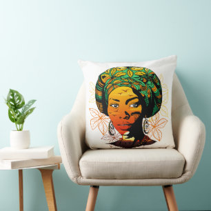 African Woman Porträtt med Sunset Kudde