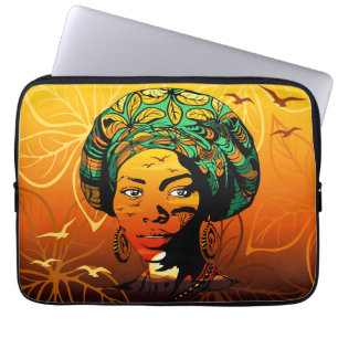 African Woman Porträtt med Sunset Laptop Fodral