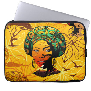 African Woman Porträtt med Sunset Laptop Fodral