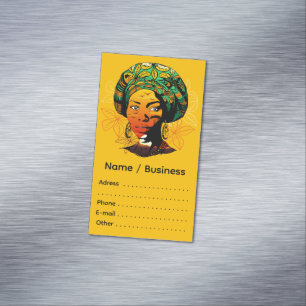 African Woman Porträtt med Sunset Magnetiska Visitkort