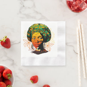 African Woman Porträtt med Sunset Pappersservett
