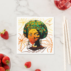 African Woman Porträtt med Sunset Pappersservett
