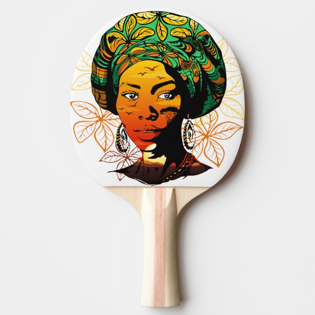 African Woman Porträtt med Sunset Pingisracket (Framsidan)