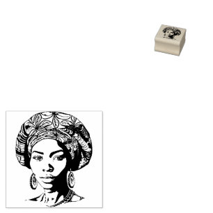 African Woman Porträtt med Sunset Stämpel