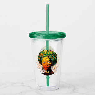 African Woman Porträtt med Sunset Take Away Mugg
