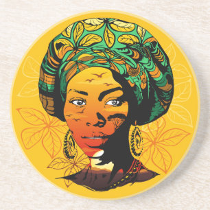 African Woman Porträtt med Sunset Underlägg