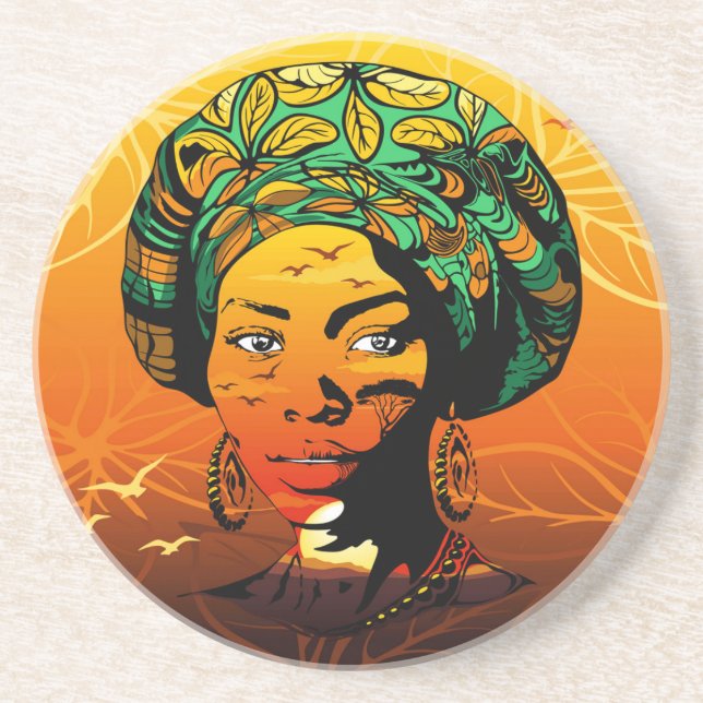 African Woman Porträtt med Sunset Underlägg (Framsidan)