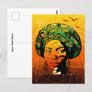 African Woman Porträtt med Sunset Vykort