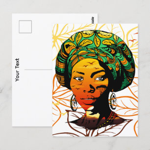African Woman Porträtt med Sunset Vykort