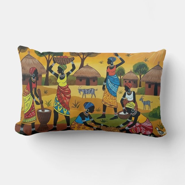 African women at work Throw Cushion Lumbarkudde (Framsida)