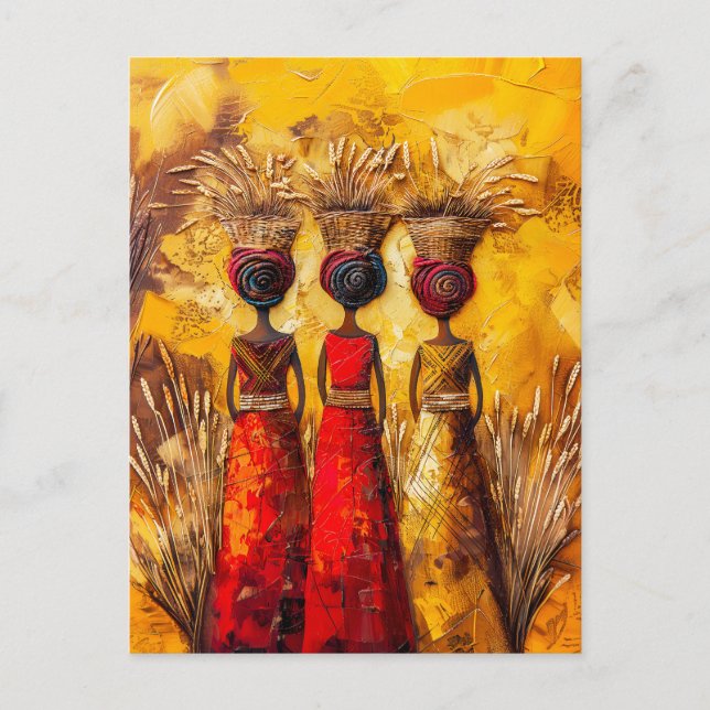 African Women Harvesting Grain Vykort (Framsida)