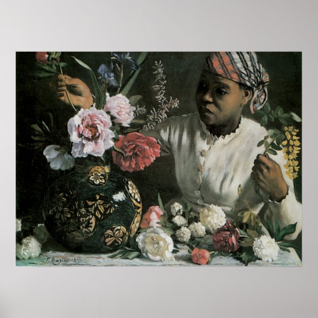 African Women Peonies by Frederic Bazille, Flowers Poster (Framsidan)