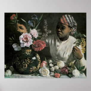 African Women Peonies by Frederic Bazille, Flowers Poster