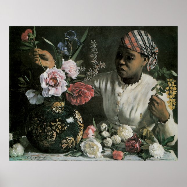 African Women Peonies by Frederic Bazille, Flowers Poster (Framsidan)
