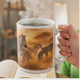 African Zebra Herd | Savannah Wildlife Art Kaffemugg
