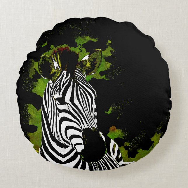 African Zebra Night Rund Kudde (Framsidan)