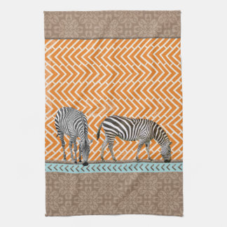 African Zebra Orange Chevron Tea Kitchen Towel Kökshandduk