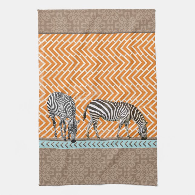 African Zebra Orange Chevron Tea Kitchen Towel Kökshandduk (Vertikal)