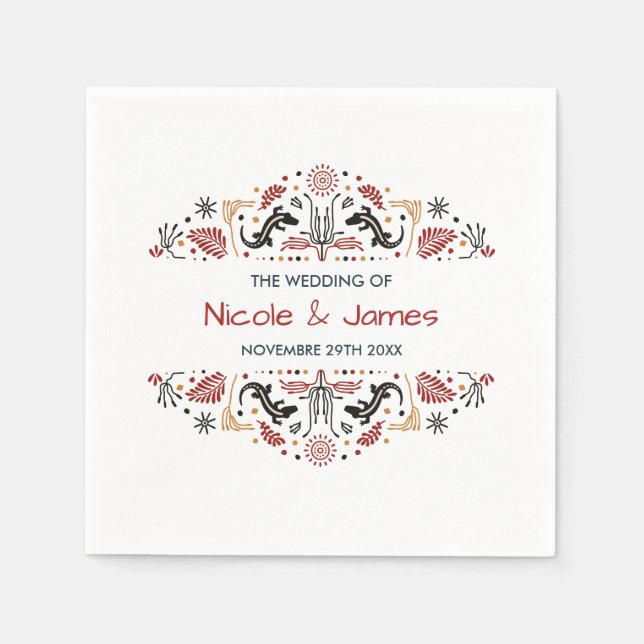 Africana | Ankara Kente Personlig Bröllop Pappersservett (Framsidan)