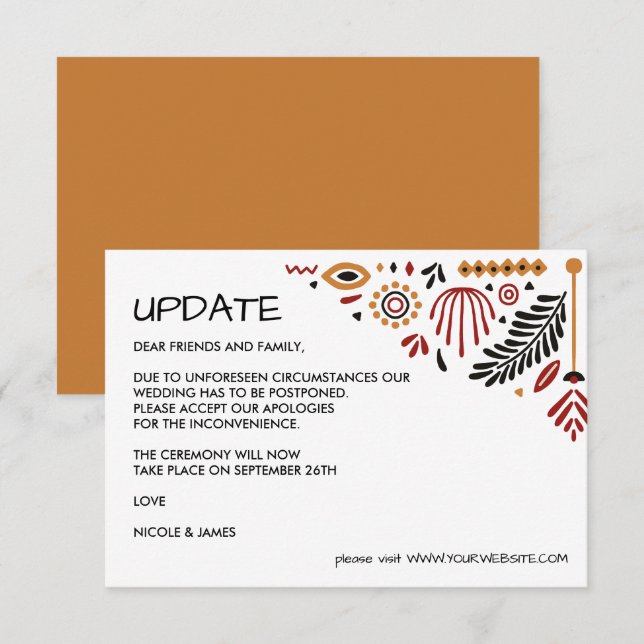 Africana | Modern Ankara Kente BRÖLLOP UPDATE Inbjudningar (Fram/baksida)