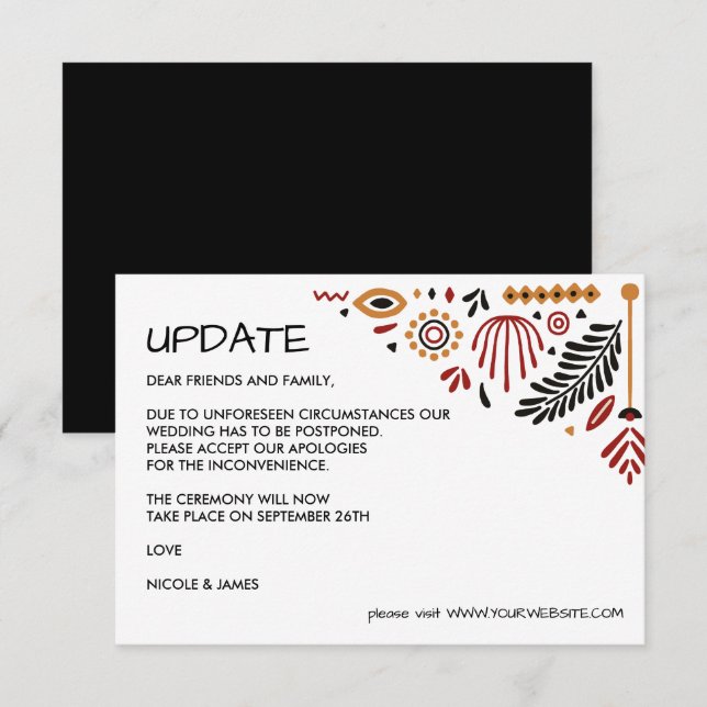 Africana | Modern Ankara Kente BRÖLLOP UPDATE Inbjudningar (Fram/baksida)