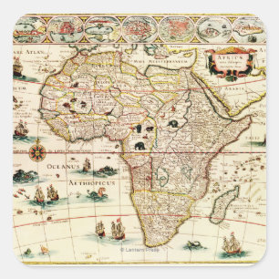 AfricaPanoramic MapAfrica 2 Fyrkantigt Klistermärke