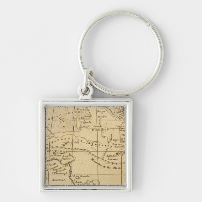 Afrika 11 fyrkantig silverfärgad nyckelring (Framsidan)