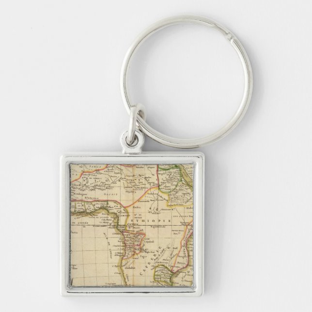 Afrika 15 fyrkantig silverfärgad nyckelring (Framsidan)