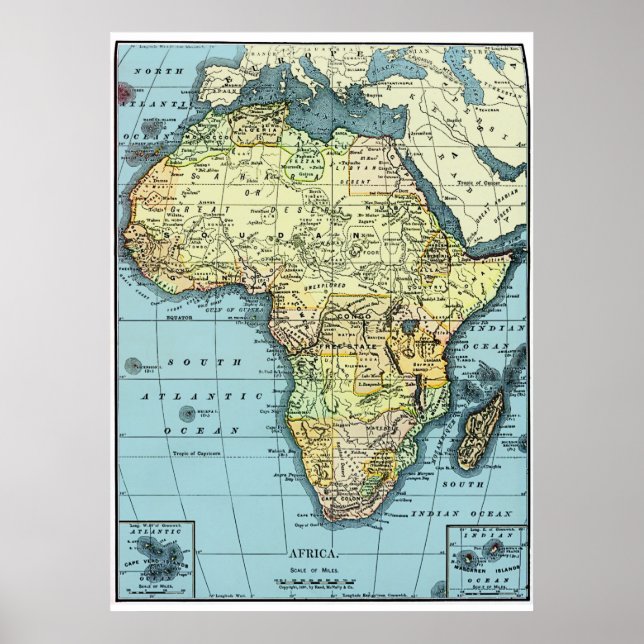 Afrika 1890 Vintage Karta Poster (Framsidan)