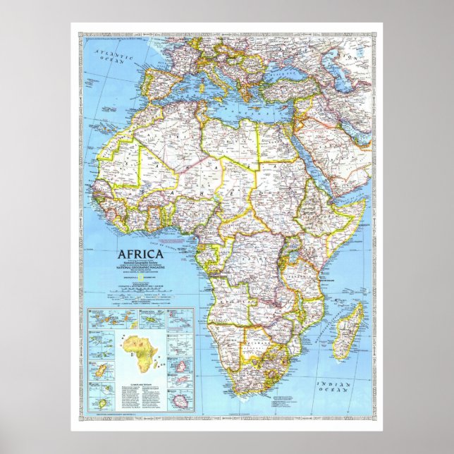 " Afrika: 1990/heute - Detaillierte Landkarte ... Poster (Framsidan)