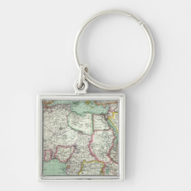 Afrika 24 fyrkantig silverfärgad nyckelring (Framsidan)