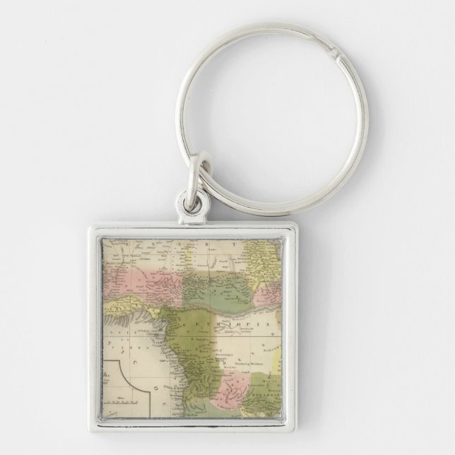 Afrika 25 fyrkantig silverfärgad nyckelring (Framsidan)