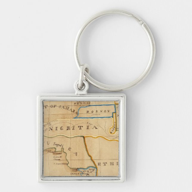 Afrika 26 fyrkantig silverfärgad nyckelring (Framsidan)
