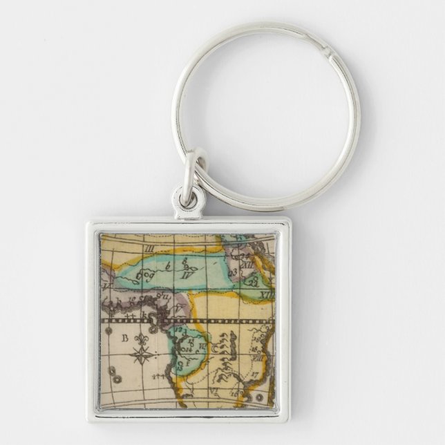 Afrika 2 fyrkantig silverfärgad nyckelring (Framsidan)
