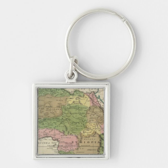 Afrika 2 fyrkantig silverfärgad nyckelring (Framsidan)