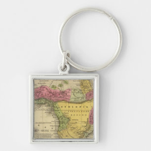 Afrika 33 fyrkantig silverfärgad nyckelring