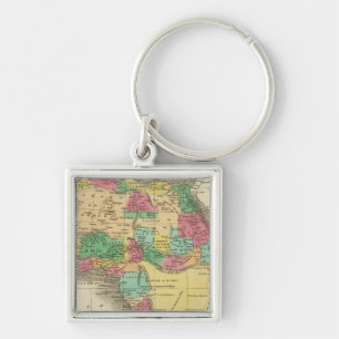 Afrika 38 fyrkantig silverfärgad nyckelring