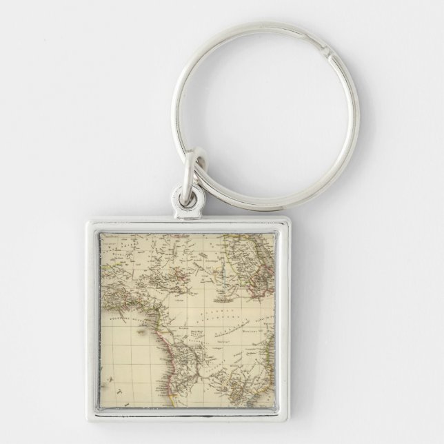 Afrika 3 fyrkantig silverfärgad nyckelring (Framsidan)
