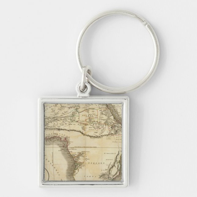 Afrika 42 fyrkantig silverfärgad nyckelring (Framsidan)