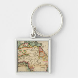 Afrika 43 fyrkantig silverfärgad nyckelring
