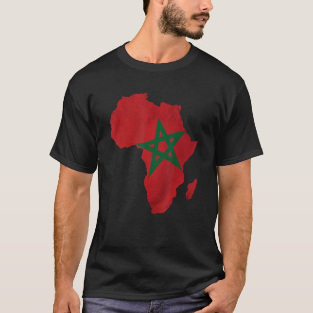 Afrika African Flagga Marocko T Shirt (Framsida)