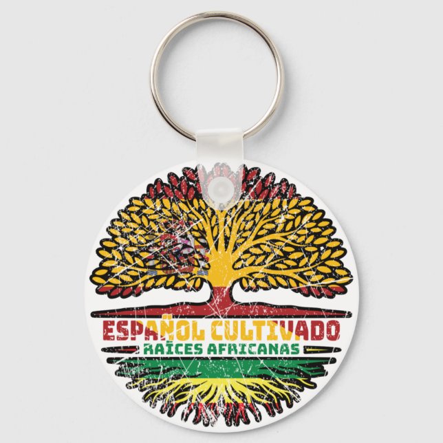 Afrika African Spain Spain Träd Roots Flagga Nyckelring (Framsida)