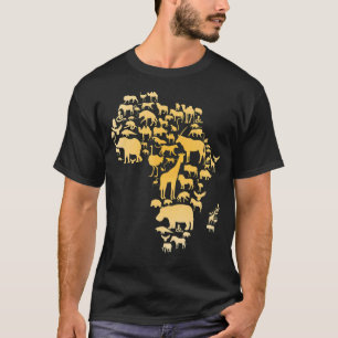 Afrika Animal Karta Silhouette African T Shirt