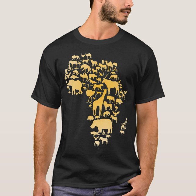 Afrika Animal Karta Silhouette African T Shirt (Framsida)