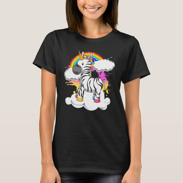 Afrika Animal Rainbow Zebracorn Magic Unicorn Ze T Shirt (Framsida)