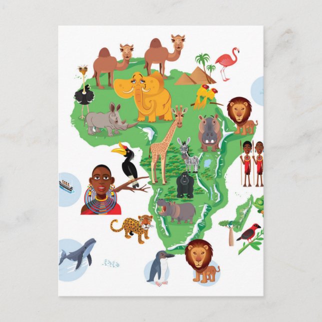 Afrika Animals Karta Vykort (Framsida)
